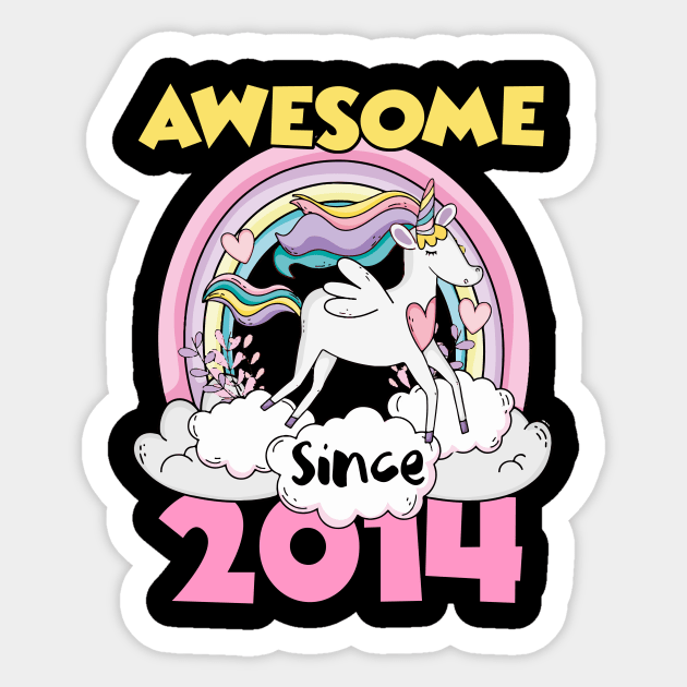 Cute Awesome Unicorn 2014 Funny Gift Pink Sticker by saugiohoc994